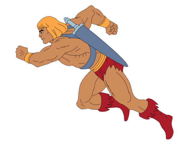 He-man runs on the spot