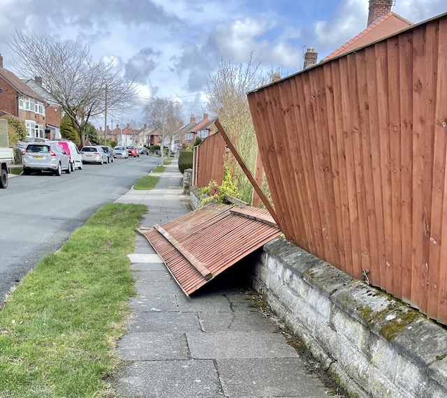 A fence panel fallen down