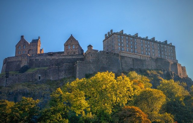 Edinburgh castle from lower down the hill.