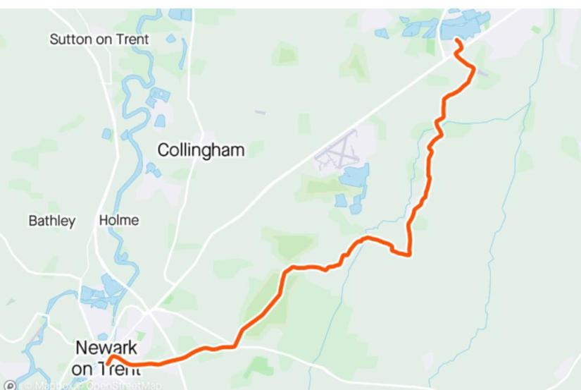 Map from South Hykam to Newark