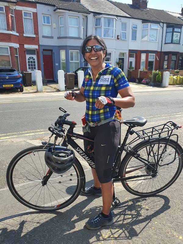 Me on my bike in Crosby at the finish