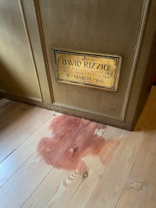 A 'blood stain' on the floor where David Rizzio was murdered.