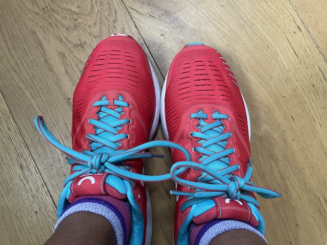 New Trainers, dark pink and blue