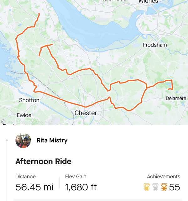 My strava stats: 56.45 miles
