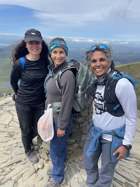 The three of us at the top of Snowdon, obscuring the trig point
